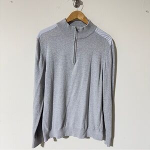 👉 Michael Kors Men's Heather Gray Quarter-Zip Pullover Sweater, Size Large